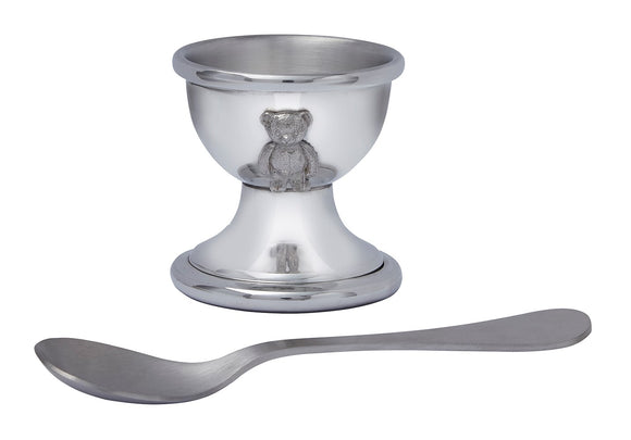 WENTWORTH PEWTER TEDDY BEAR EGG CUP & SPOON