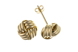 9CT YELLOW GOLD WOOLKNOT STUD EARRINGS