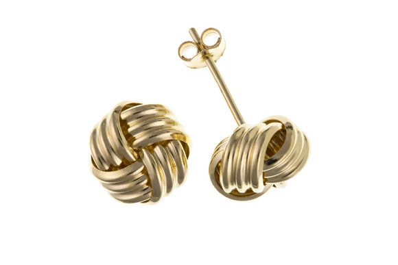9CT YELLOW GOLD WOOLKNOT STUD EARRINGS