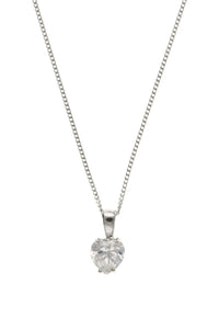 9CT WHITE GOLD CUBIC ZIRCONIA HEART NECKLACE