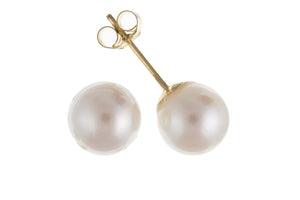 9CT GOLD 8MM CULTURED PEARL STUD EARRINGS
