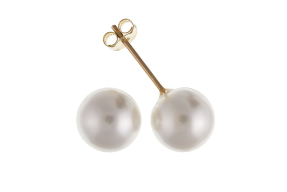 9CT GOLD 6MM SIMULATED PEARL STUD EARRINGS