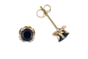 9CT GOLD CRIMP EDGE SAPPHIRE STUD EARRINGS