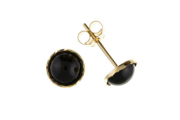 9CT GOLD ROUND ONYX STUD EARRINGS