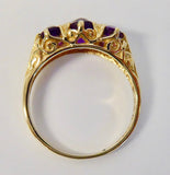 9CT GOLD VINTAGE STYLE AMETHYST RING