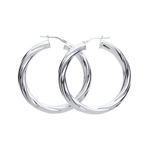 STERLING SILVER 30MM TWISTED CREOLE EARRINGS