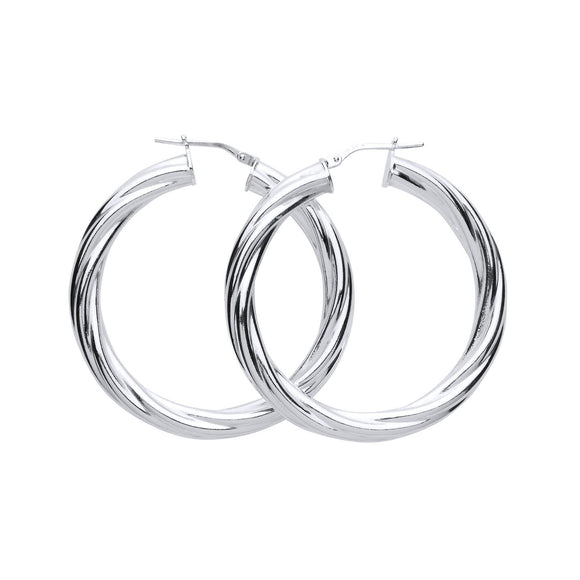 STERLING SILVER 30MM TWISTED CREOLE EARRINGS