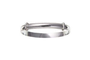 STERLING SILVER BEADED EDGE EXPANDING LADIES BANGLE