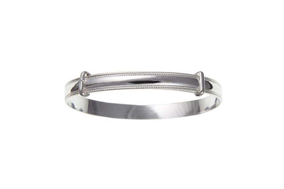 STERLING SILVER BEADED EDGE EXPANDING LADIES BANGLE