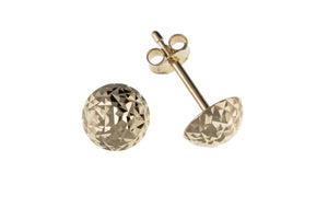 9CT YELLOW GOLD SMALL DIAMOND CUT DOME STUD EARRINGS