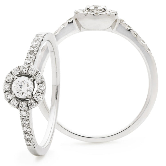 18CT WHITE GOLD DIAMOND HALO ENGAGEMENT RING
