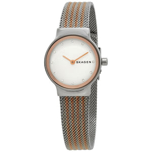 SKAGEN LADIES' FREJA TWO TONE ROSE GOLD MESH BRACELET WATCH