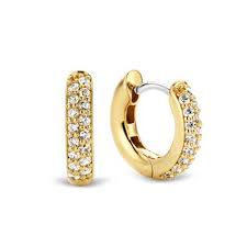 TI SENTO - MILANO CUBIC ZIRCONIA GOLD PLATED HOOP EARRINGS