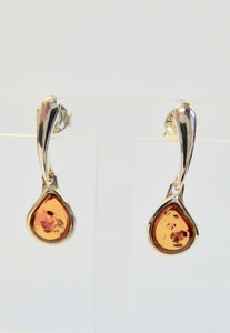 AMBER & SILVER TEAR DROP EARRINGS