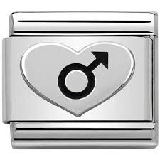 NOMINATION COMPOSABLE SILVER MALE HEART LINK