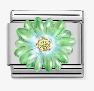 NOMINATION COMPOSABLE SILVERSHINE GREEN FLOWER LINK
