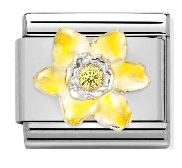 NOMINATION COMPOSABLE SILVER DAFFODIL WITH YELLOW CZ LINK