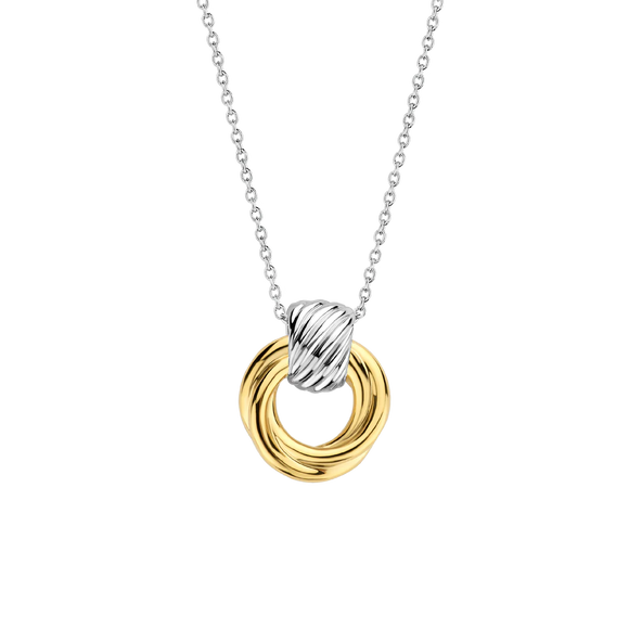 TI SENTO - MILANO GOLD PLATED SILVER TWISTED OPEN CIRCLE NECKLACE