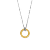 TI SENTO - MILANO YELLOW GOLD PLATED SILVER & CUBIC ZIRCONIA OPEN TEXTURED CIRCLE  NECKLACE