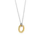 TI SENTO - MILANO YELLOW GOLD PLATED SILVER & CUBIC ZIRCONIA OPEN TEXTURED CIRCLE  NECKLACE
