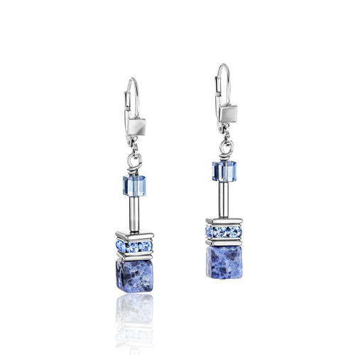 COEUR DE LION GEOCUBE SODALITE & HAEMATITE BLUE EARRINGS
