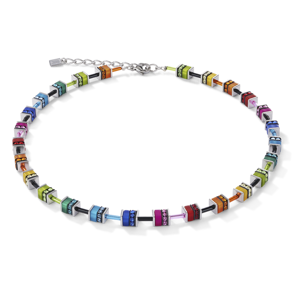 COEUR DE LION GEOCUBE CLASSIC POLARIS & RHINESTONE MULTICOLOUR NECKLACE