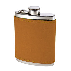 WENTWORTH 60Z ENGLISH TAN LEATHER CAPTIVE TOP HIPFLASK