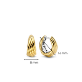 TI SENTO - MILANO GOLD PLATED SILVER TWISTED LINES  HOOP EARRINGS