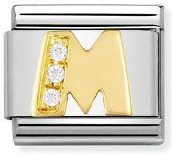 NOMINATION COMPOSABLE GOLD CZ LETTER M LINK