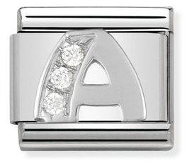 NOMINATION COMPOSABLE SILVER CZ LETTER A LINK