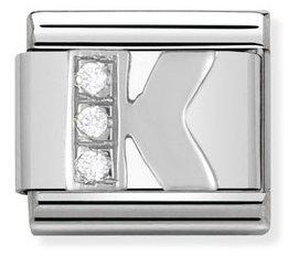 NOMINATION COMPOSABLE SILVER CZ LETTER K LINK