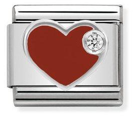NOMINATION COMPOSABLE SILVER RED HEART LINK