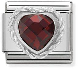 NOMINATION COMPOSABLE SILVER RED CZ HEART LINK