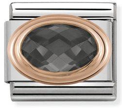 NOMINATION COMPOSABLE FACETED BLACK CUBIC ZIRCONIA LINK