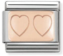 NOMINATION COMPOSABLE ROSE GOLD DOUBLE HEART LINK