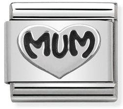 NOMINATION COMPOSABLE MUM IN HEART LINK SILVER