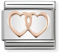 NOMINATION COMPOSABLE ROSE GOLD DOUBLE HEARTS LINK