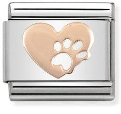 NOMINATION COMPOSABLE ROSE GOLD HEART WITH PAW LINK