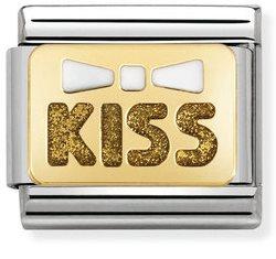 NOMINATION COMPOSABLE GOLD BOW GLITTER KISS LINK