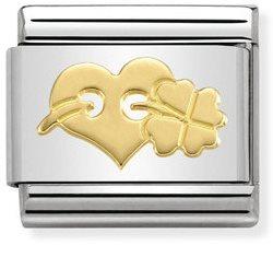 NOMINATION COMPOSABLE HEART WITH CLOVER LINK