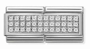NOMINATION COMPOSABLE DOUBLE PAVE WHITE LINK