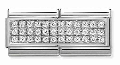 NOMINATION COMPOSABLE DOUBLE PAVE WHITE LINK