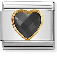 NOMINATION COMPOSABLE GOLD BLACK CZ HEART LINK