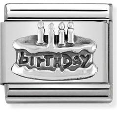 NOMINATION COMPOSABLE SILVER BIRTHDAY CAKE LINK