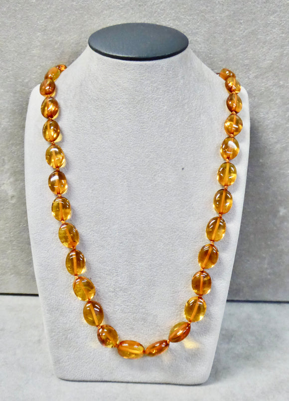 AMBER SMALL OVAL GRADUATED BEAD NECKLACE 20
