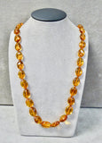AMBER SMALL OVAL GRADUATED BEAD NECKLACE 20"