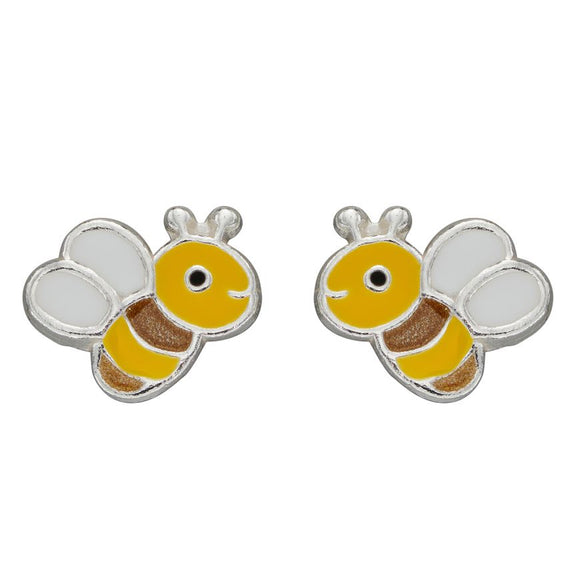 SILVER & ENAMEL BEE STUD EARRINGS
