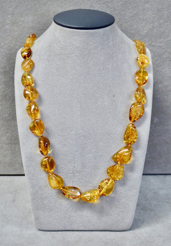 AMBER SMALL CLEAR NUGGET BEAD NECKLACE 20