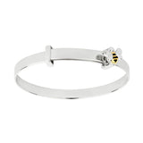 D FOR DIAMOND SILVER & DIAMOND BEE EXPANDABLE BANGLE