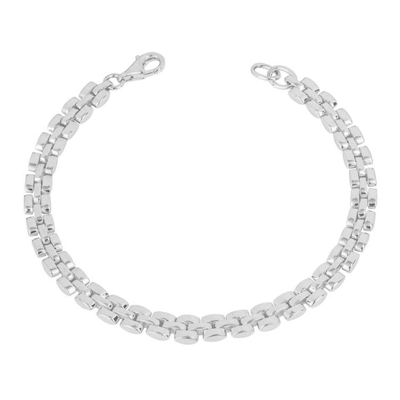 SILVER 3ROW BRICK LINK BRACELET